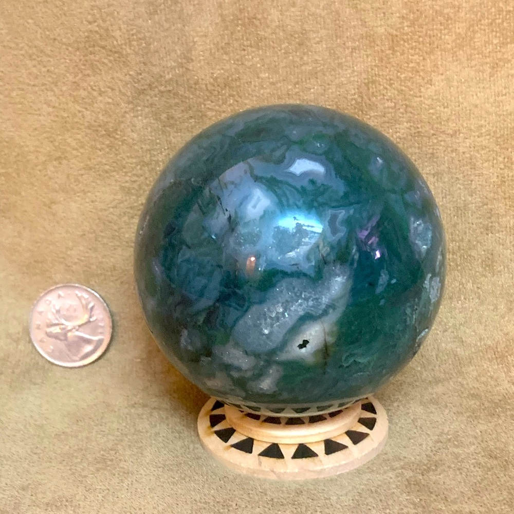 Druzy Moss Agate Sphere